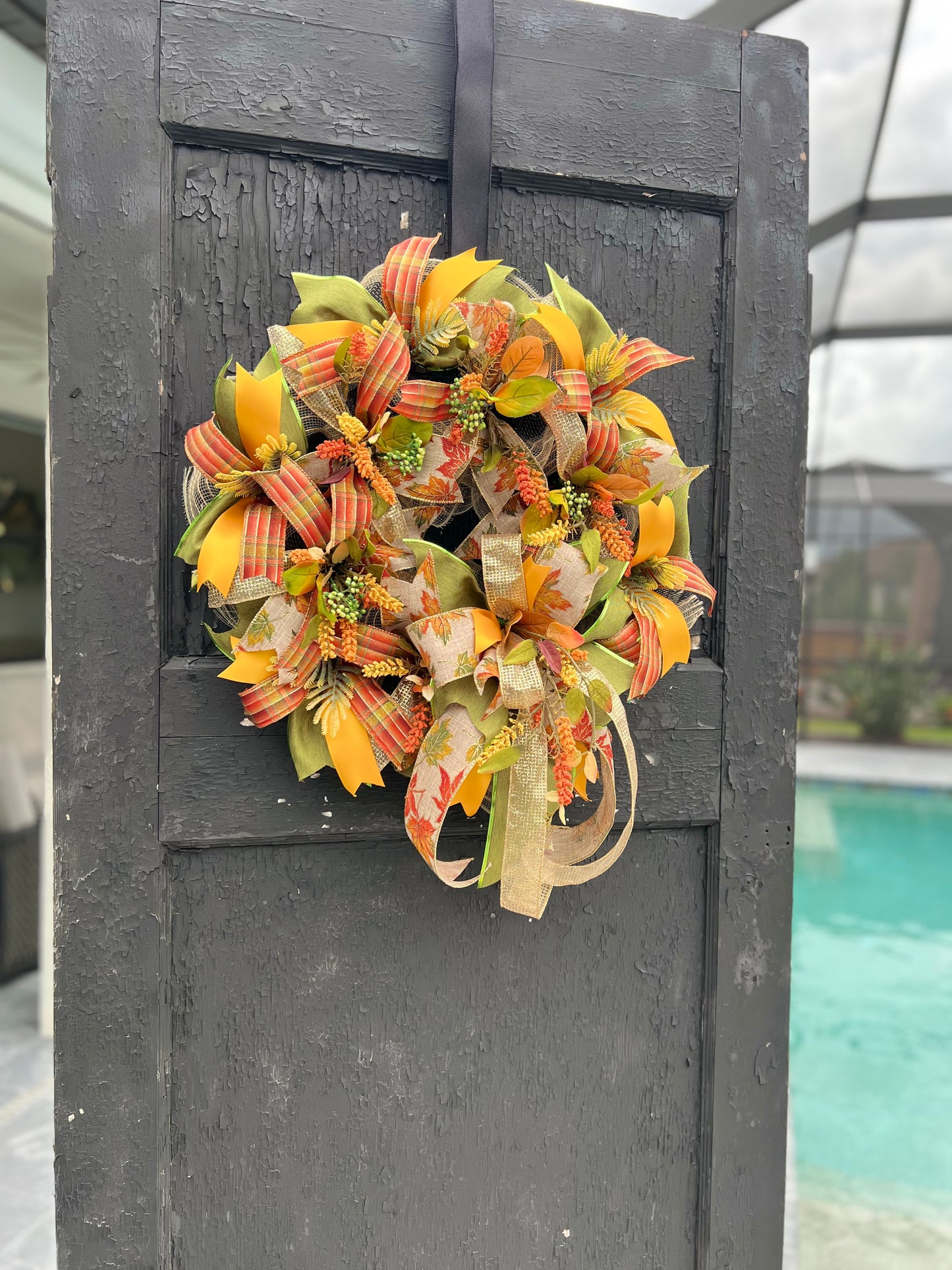 Fall Leaves Wreath for Front Door