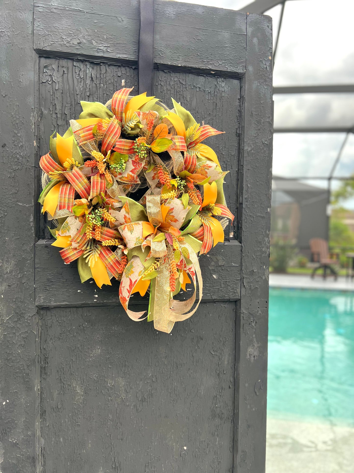 Fall Leaves Wreath for Front Door