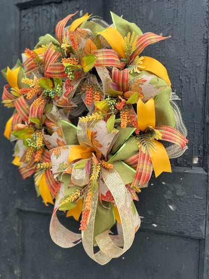Fall Leaves Wreath for Front Door