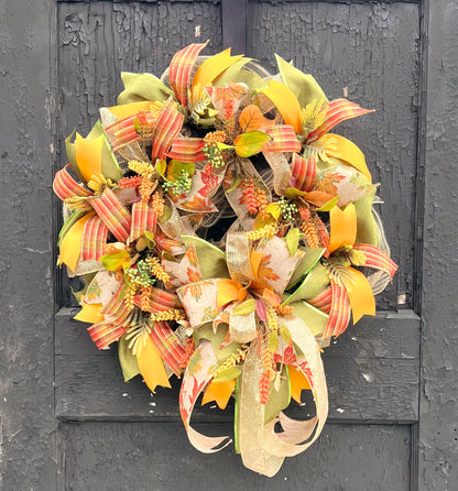 Fall Leaves Wreath for Front Door