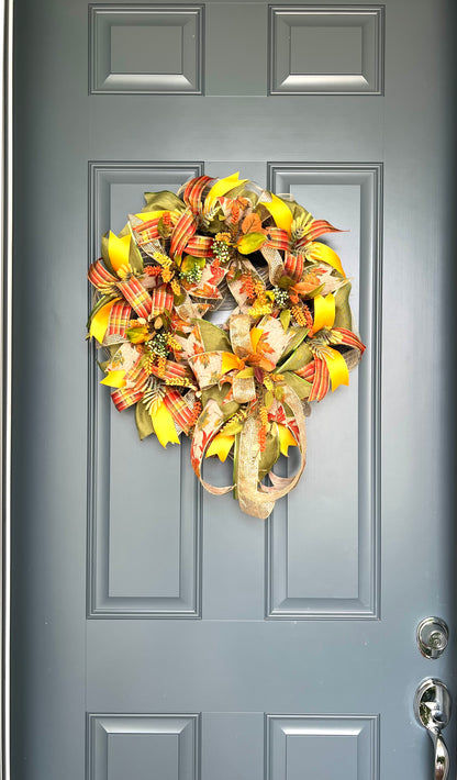 Fall Leaves Wreath for Front Door