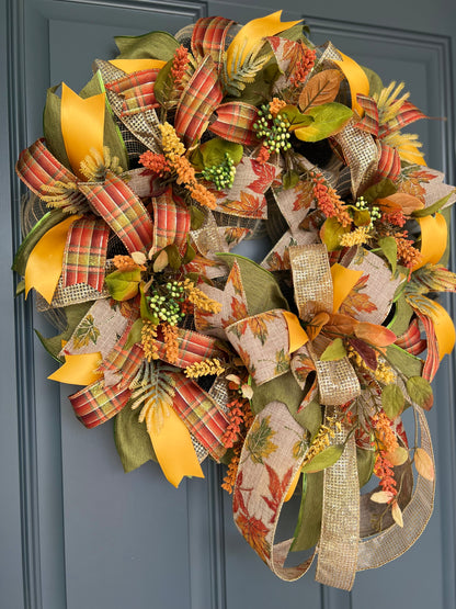 Fall Leaves Wreath for Front Door
