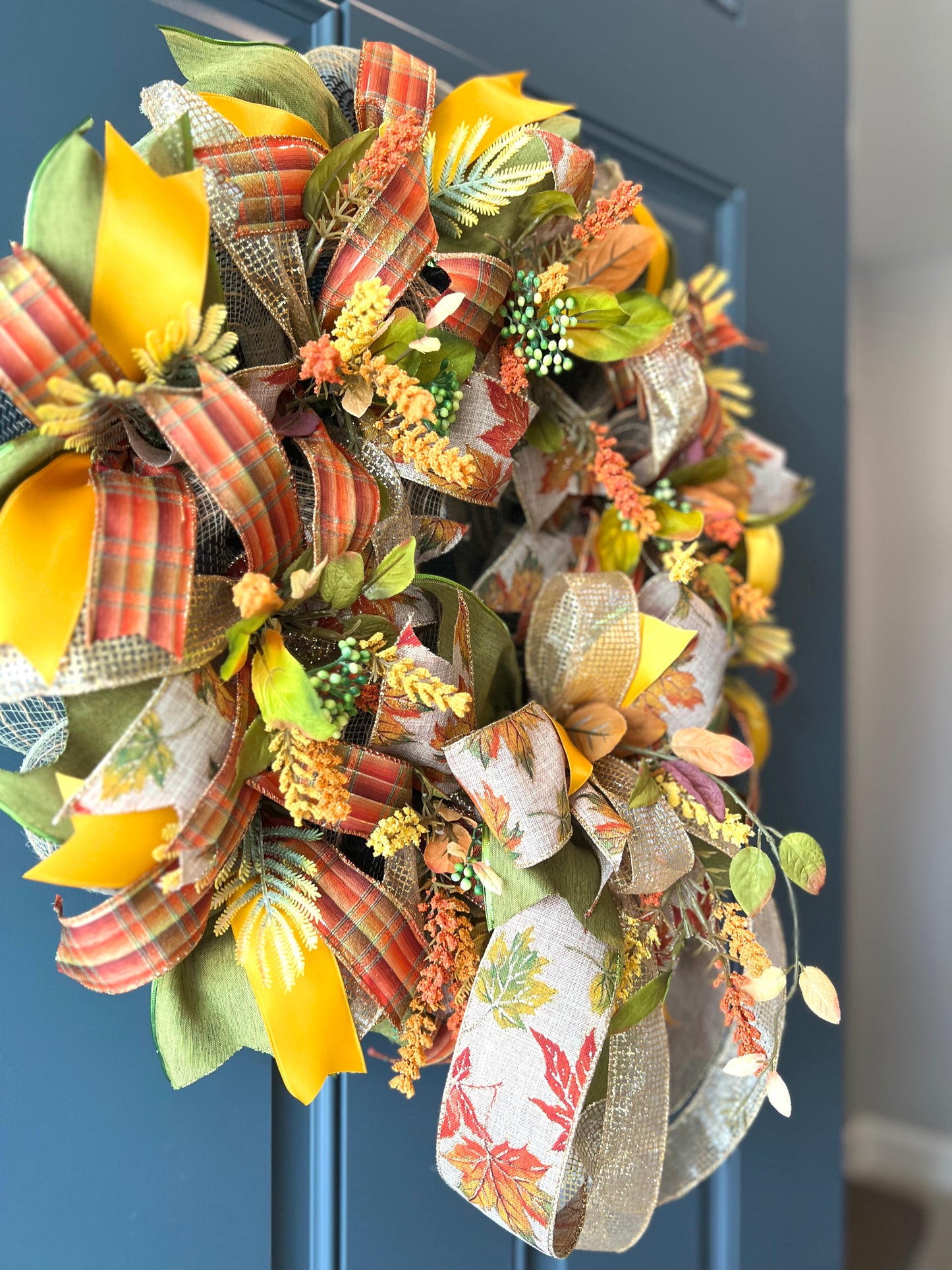 Fall Leaves Wreath for Front Door