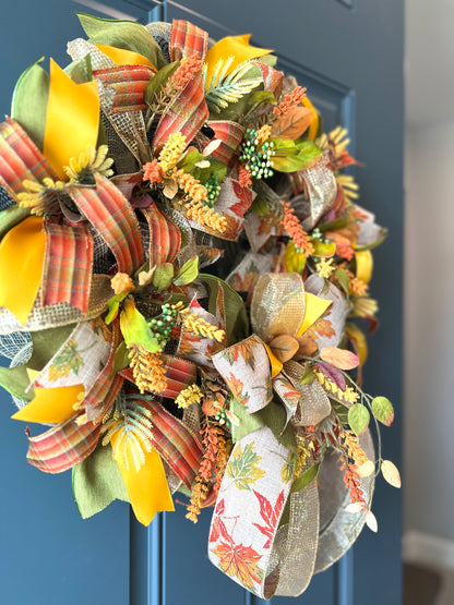 Fall Leaves Wreath for Front Door