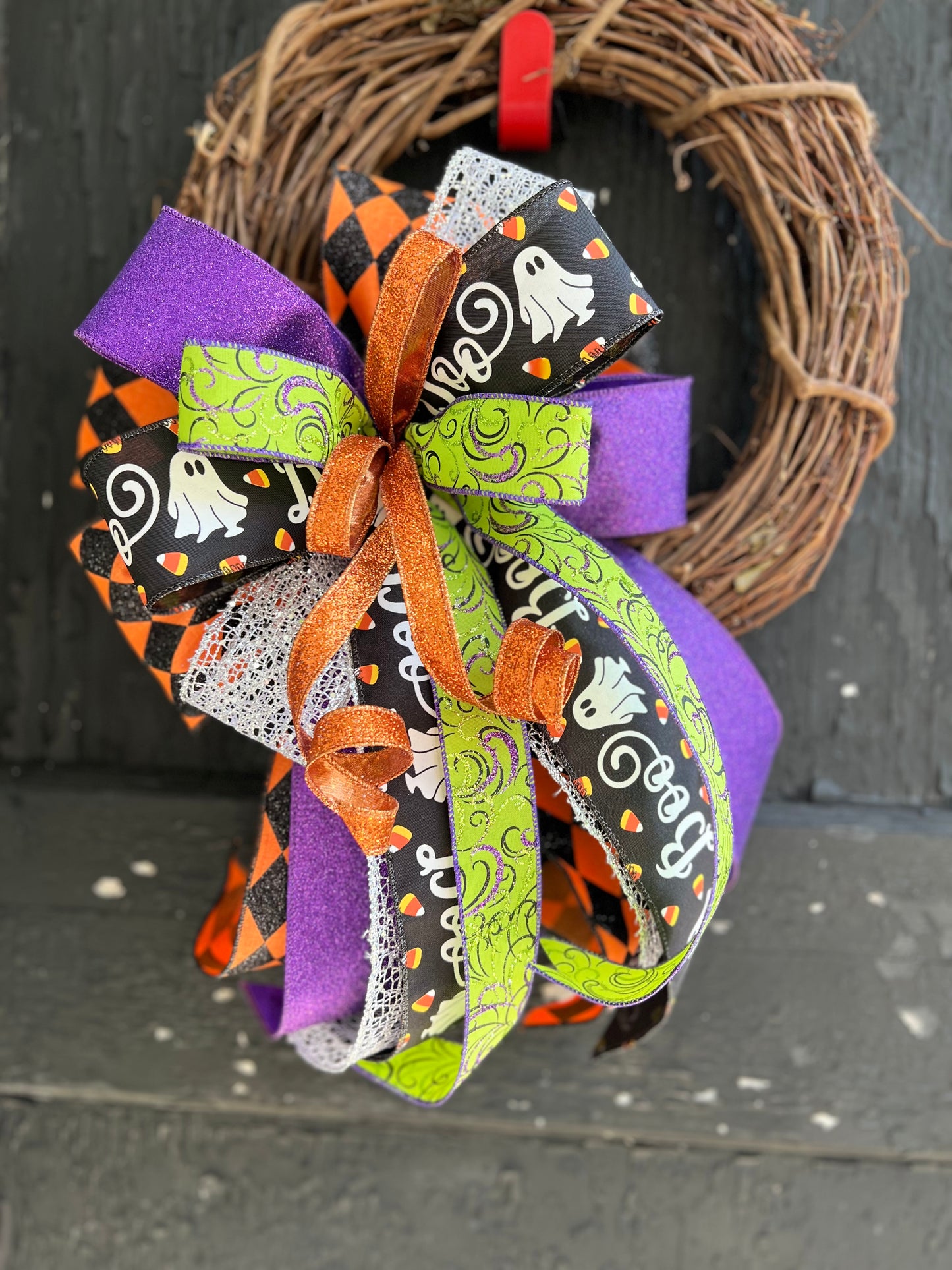 Halloween Bow for Wreath, Lamp Post, Garage or Carriage Light, October 31 Decoration, Halloween Decor, Simple Halloween, Halloween Decor (Copy)