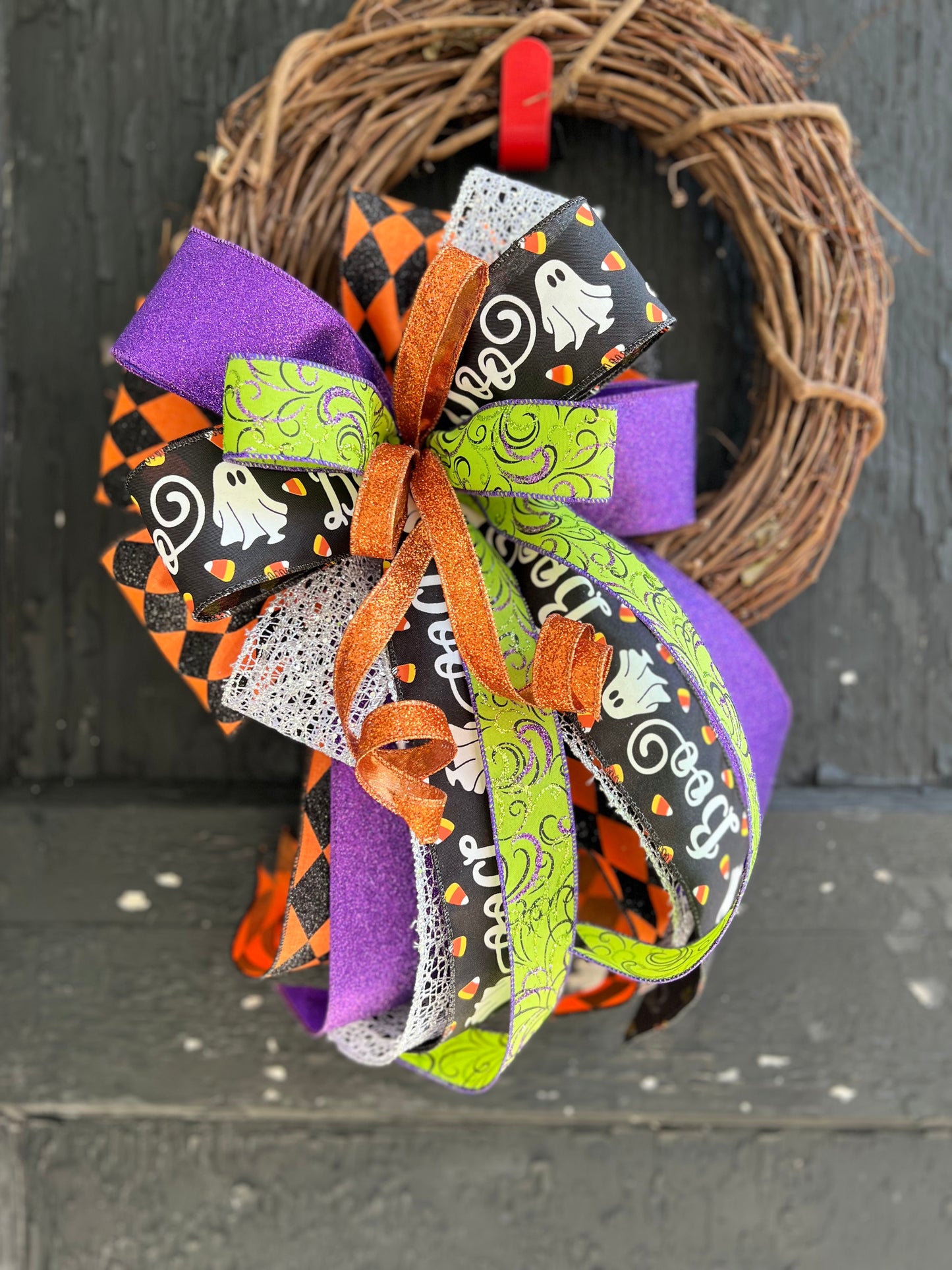 Halloween Bow for Wreath, Lamp Post, Garage or Carriage Light, October 31 Decoration, Halloween Decor, Simple Halloween, Halloween Decor (Copy)