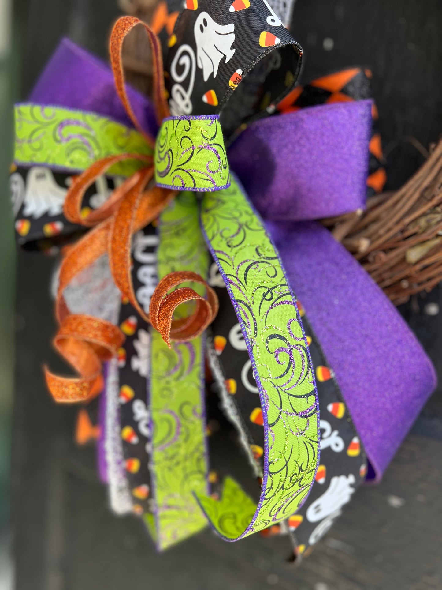 Halloween Bow for Wreath, Lamp Post, Garage or Carriage Light, October 31 Decoration, Halloween Decor, Simple Halloween, Halloween Decor (Copy)
