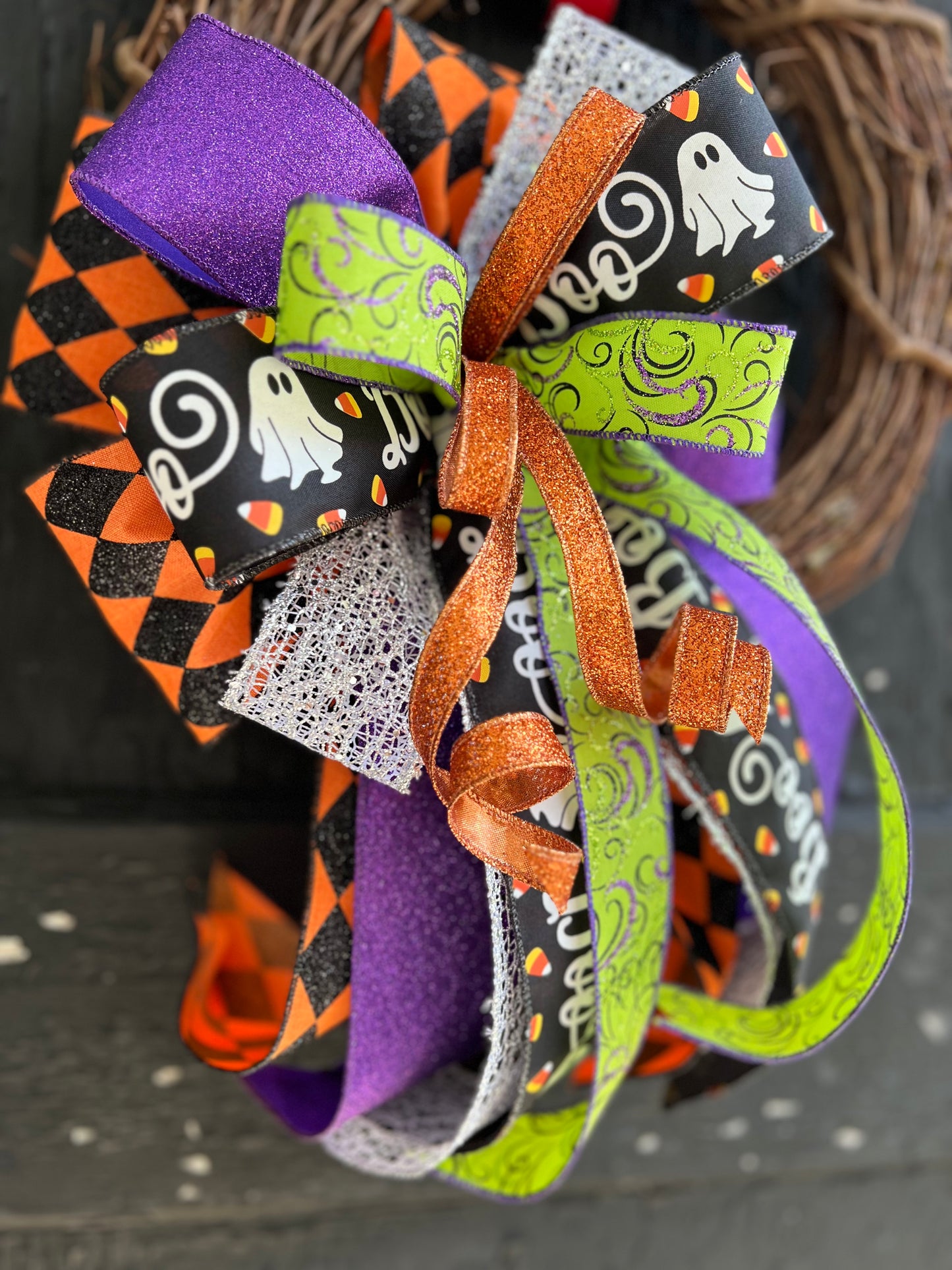Halloween Bow for Wreath, Lamp Post, Garage or Carriage Light, October 31 Decoration, Halloween Decor, Simple Halloween, Halloween Decor (Copy)