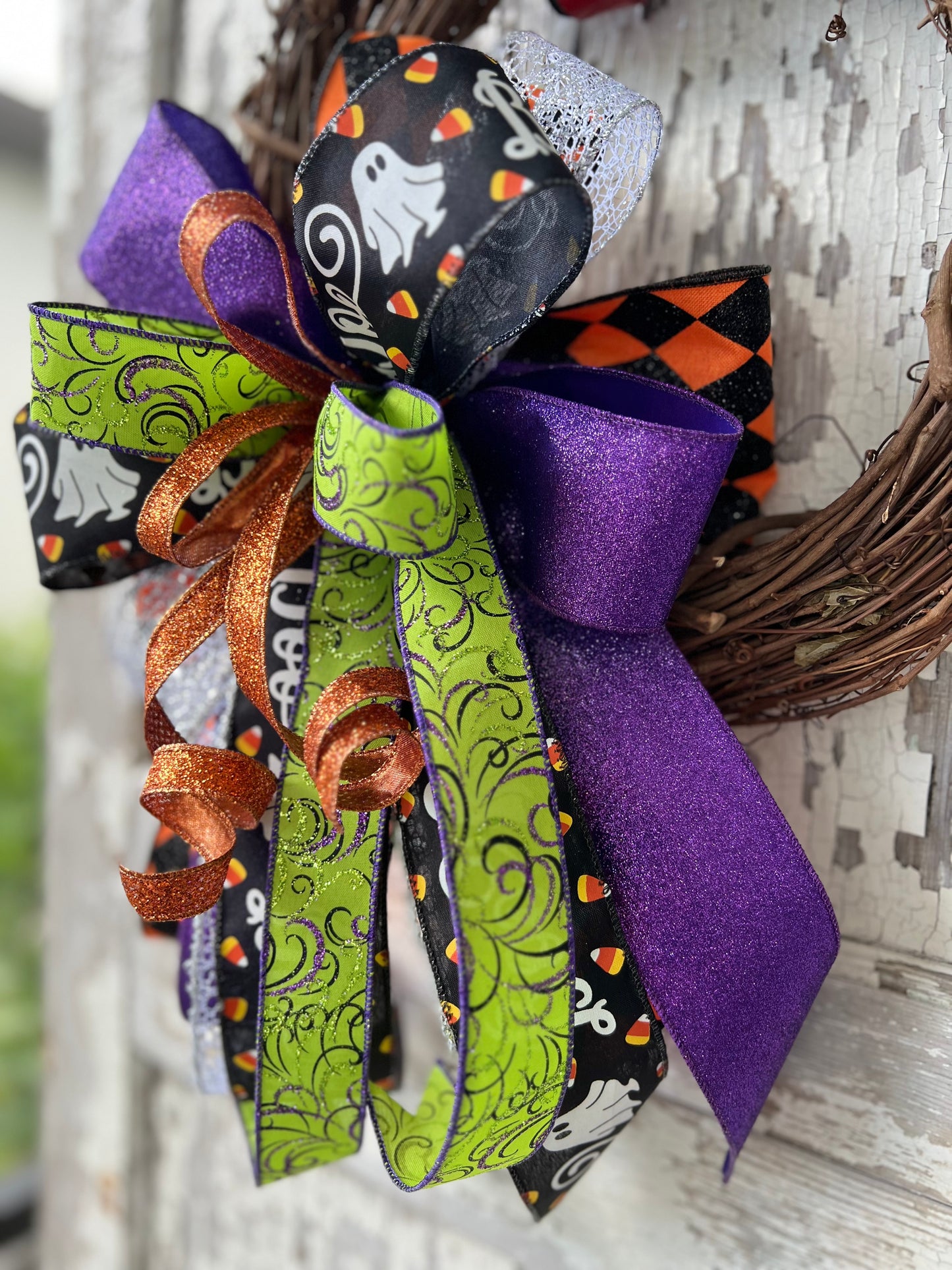 Halloween Bow for Wreath, Lamp Post, Garage or Carriage Light, October 31 Decoration, Halloween Decor, Simple Halloween, Halloween Decor (Copy)