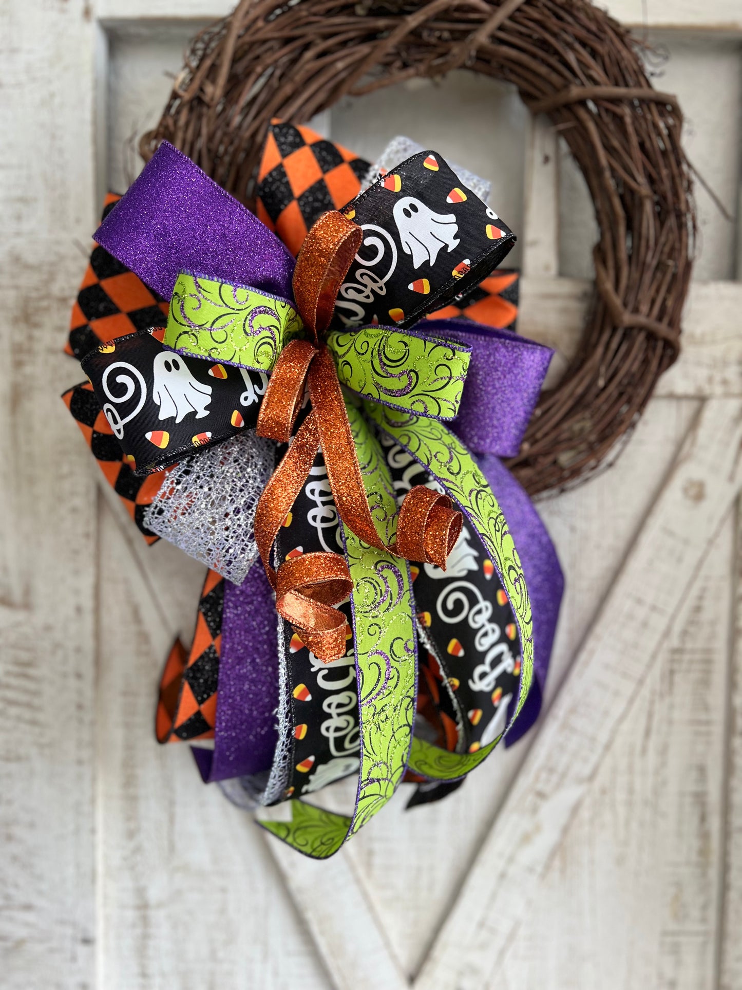 Halloween Bow for Wreath, Lamp Post, Garage or Carriage Light, October 31 Decoration, Halloween Decor, Simple Halloween, Halloween Decor (Copy)