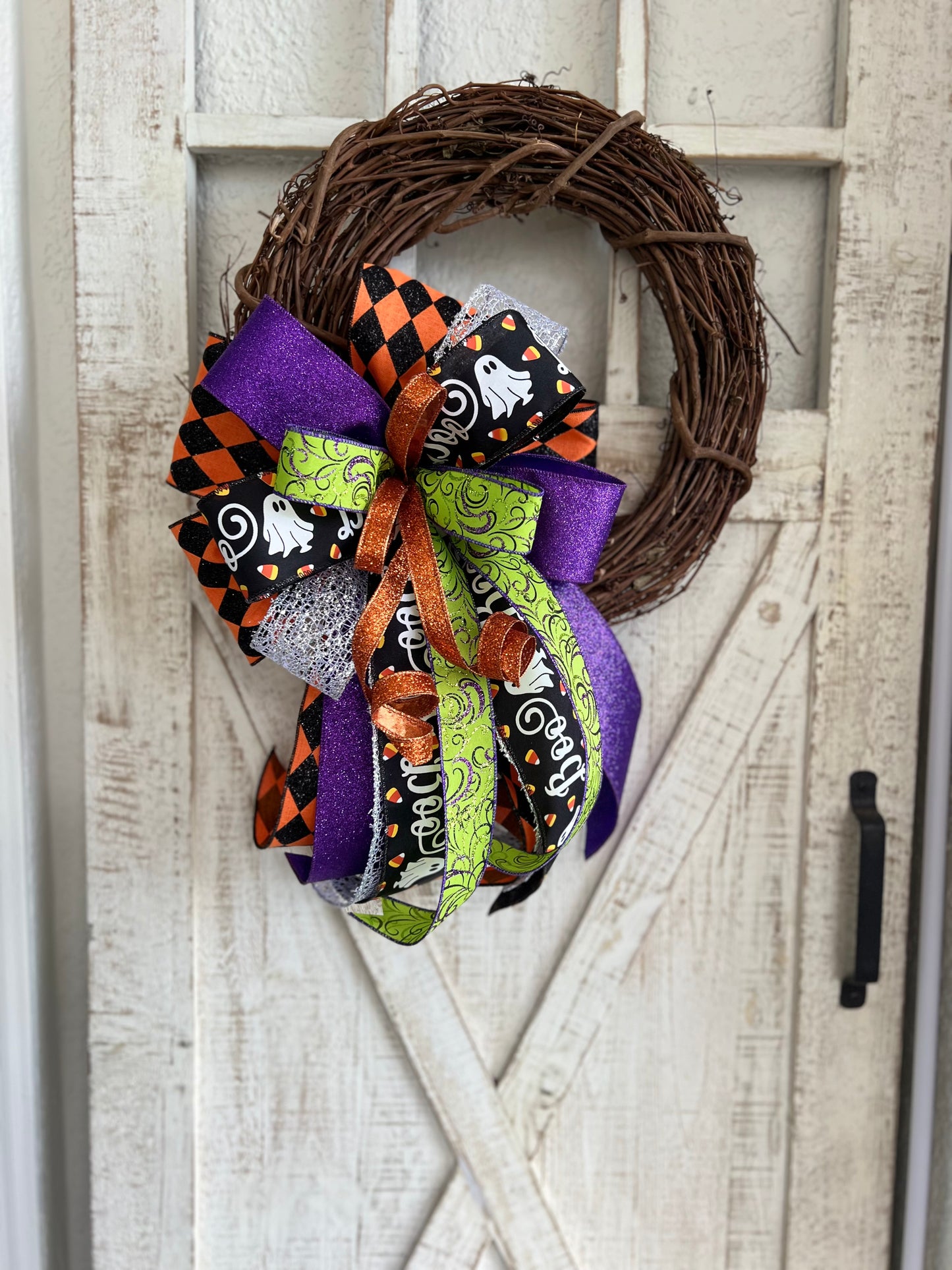 Halloween Bow for Wreath, Lamp Post, Garage or Carriage Light, October 31 Decoration, Halloween Decor, Simple Halloween, Halloween Decor (Copy)