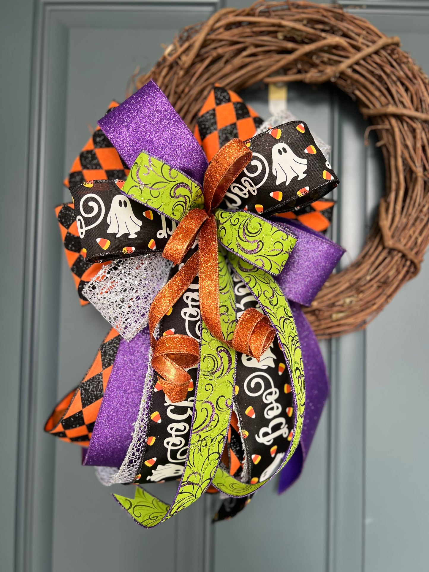 Halloween Bow for Wreath, Lamp Post, Garage or Carriage Light, October 31 Decoration, Halloween Decor, Simple Halloween, Halloween Decor (Copy)