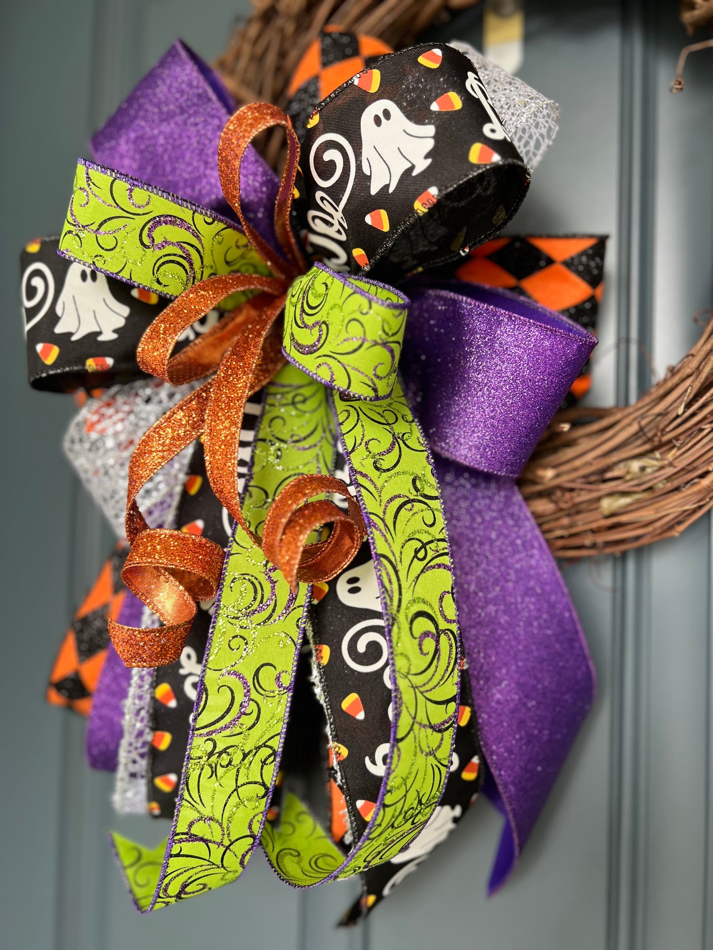 Halloween Bow for Wreath, Lamp Post, Garage or Carriage Light, October 31 Decoration, Halloween Decor, Simple Halloween, Halloween Decor (Copy)