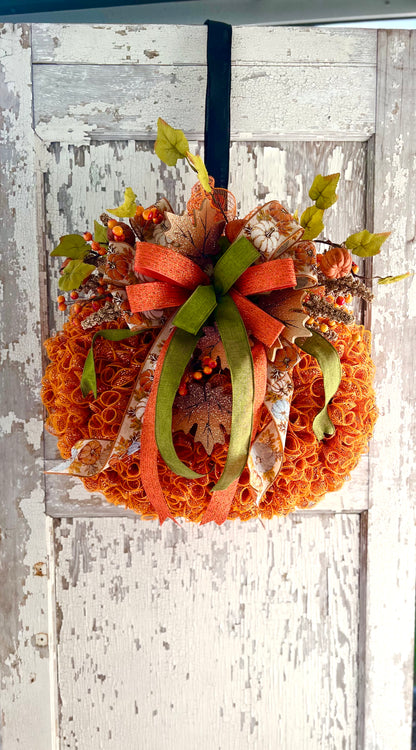 Pumpkin Wreath for Thanksgiving, Fall or Halloween