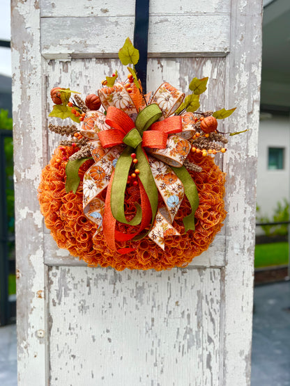 Pumpkin Wreath for Thanksgiving, Fall or Halloween