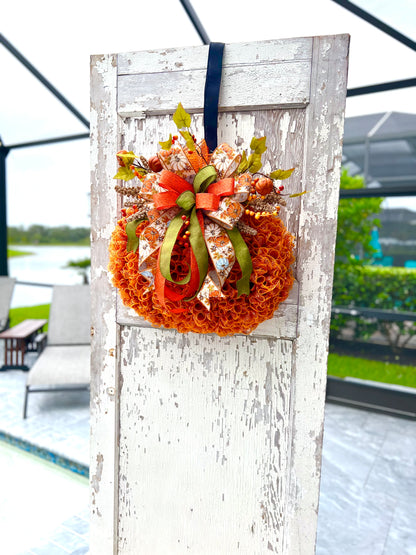 Pumpkin Wreath for Thanksgiving, Fall or Halloween