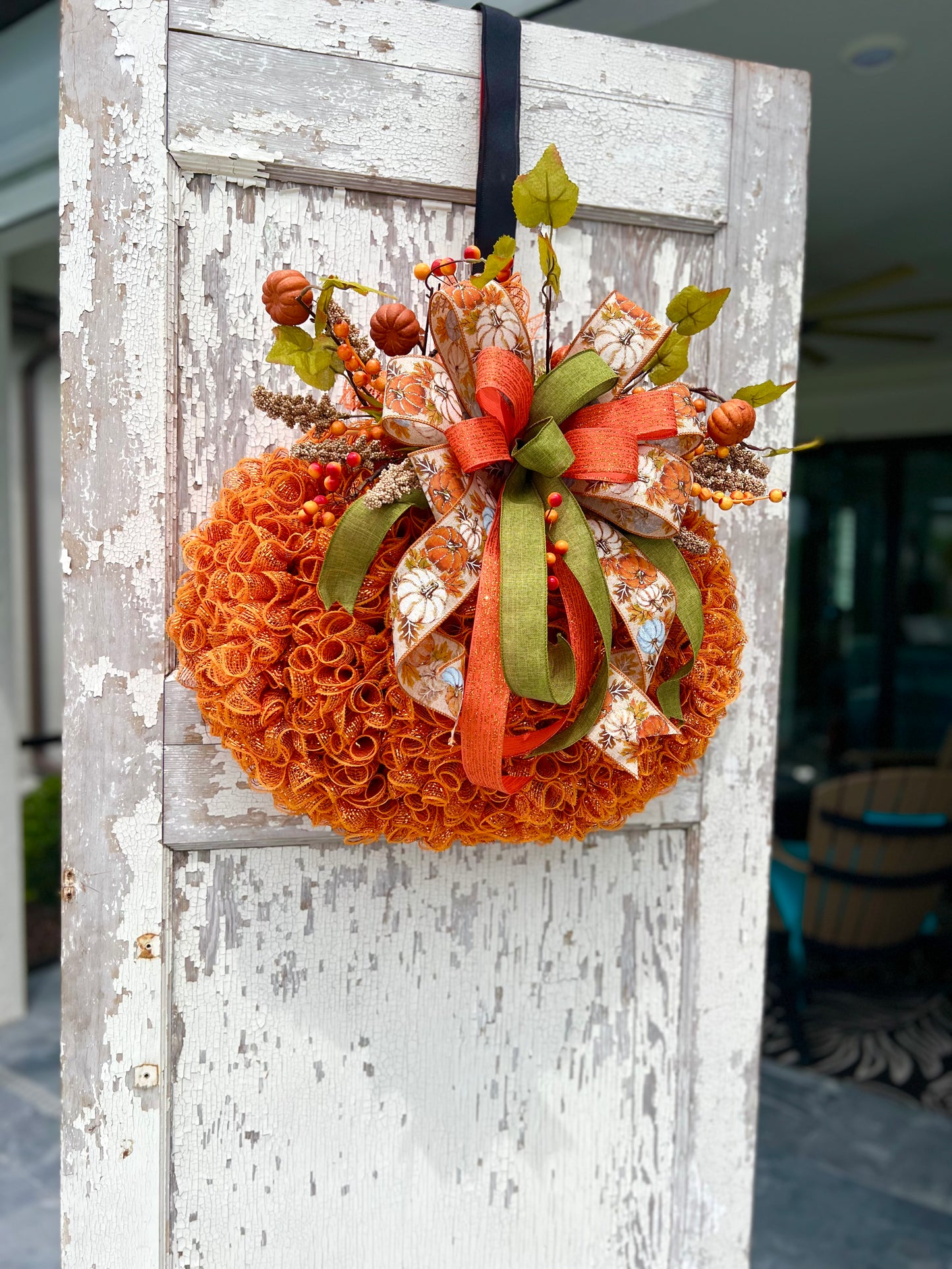 Pumpkin Wreath for Thanksgiving, Fall or Halloween