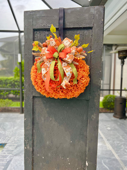 Pumpkin Wreath for Thanksgiving, Fall or Halloween