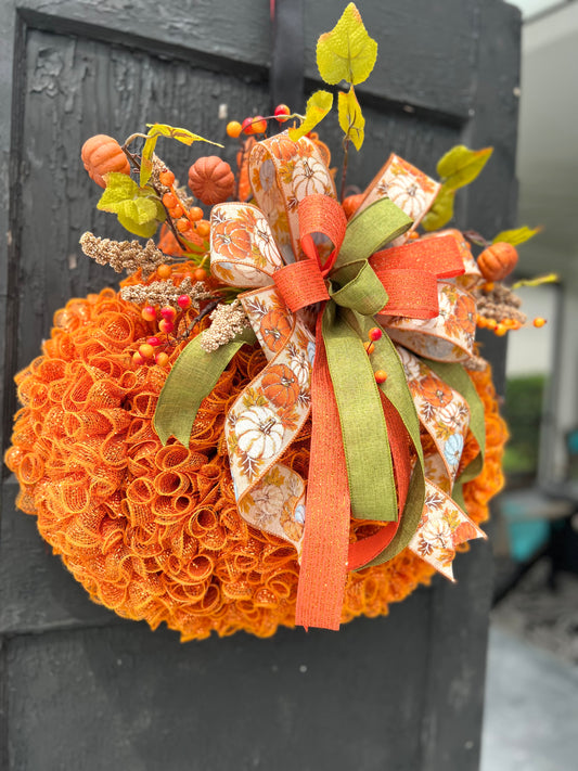 Pumpkin Wreath for Thanksgiving, Fall or Halloween