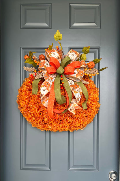 Pumpkin Wreath for Thanksgiving, Fall or Halloween