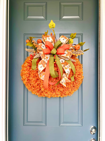 Pumpkin Wreath for Thanksgiving, Fall or Halloween