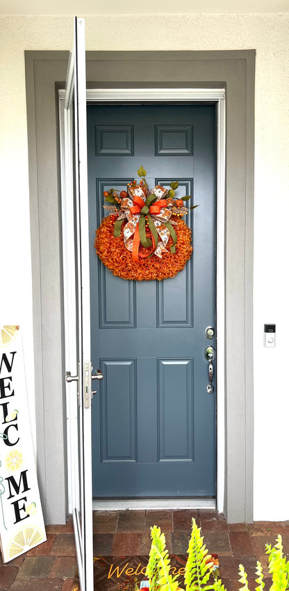 Pumpkin Wreath for Thanksgiving, Fall or Halloween