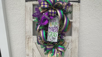 Mardi Gras Wreath for Front Door Swag Wreath for Mardi Gras Carnival Wreath Fat Tuesday Wreath Mardi Gras Decor