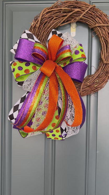 Halloween Bow for Wreath, Lamp Post, Garage or Carriage Light, October 31 Decoration, Halloween Decor, Simple Halloween, Halloween Decor