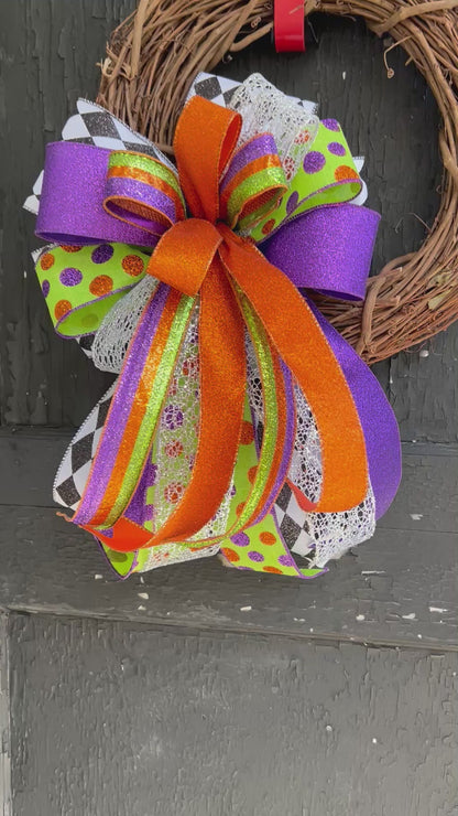 Halloween Bow for Wreath, Lamp Post, Garage or Carriage Light, October 31 Decoration, Halloween Decor, Simple Halloween, Halloween Decor