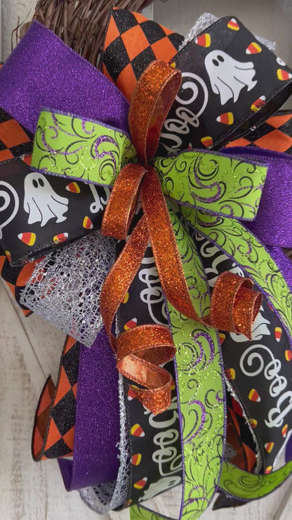 Halloween Bow for Wreath, Lamp Post, Garage or Carriage Light, October 31 Decoration, Halloween Decor, Simple Halloween, Halloween Decor (Copy)