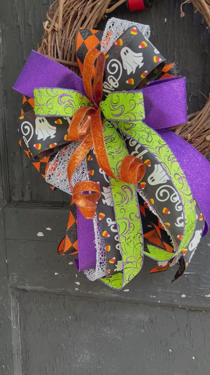 Halloween Bow for Wreath, Lamp Post, Garage or Carriage Light, October 31 Decoration, Halloween Decor, Simple Halloween, Halloween Decor (Copy)